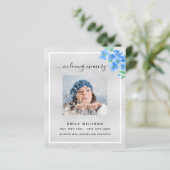 Silver Blue Foral Photo begrafenis (Staand voorkant)