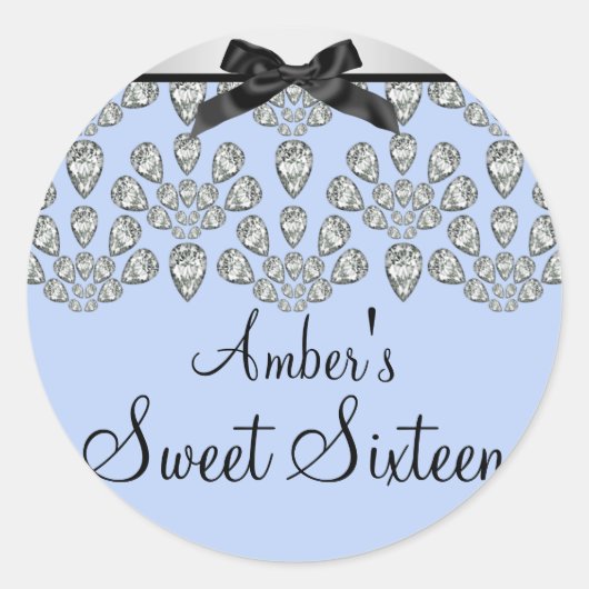 Silver & Blue Forever Diamonds Sweet 16 Sticker (Devant)