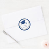 Silver Blue Graduation Cap Diploma Sticker (Envelop)