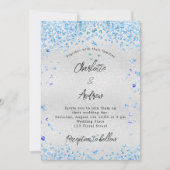 Silver blue hararts budget bruiloft-uitnodiging kaart (Voorkant)