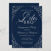 Silver Blue I DO BBQ Engagement Party Invitation (Devant / Derrière)