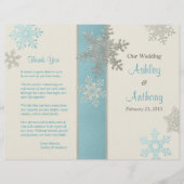 Silver Blue Ivory Snowflake Winter Wedding Program (Voorkant)