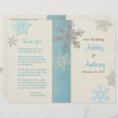 Silver Blue Ivory Snowflake Winter Wedding Program (Voorkant / Achterkant)