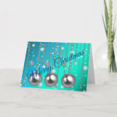 Silver Blue Merry kerst Kaart (Voorkant)