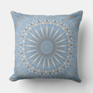 Silver Blue Modern Geometric Mandala Buitenkussen