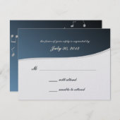 Silver Blue Music Bar Mitzvah/ Response Kaart (Voorkant / Achterkant)