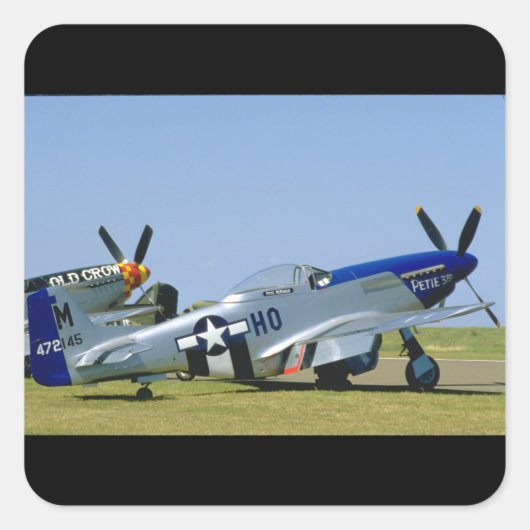 Silver & Blue, P51 Mustang, Side_WWII Planes Vierkante Sticker (Voorkant)