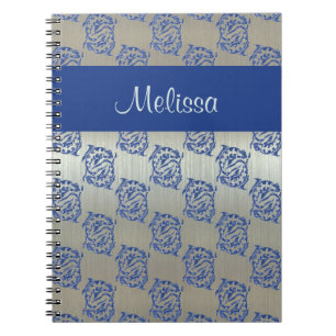 Silver Blue Pisces Fish Pattern Notitieboek