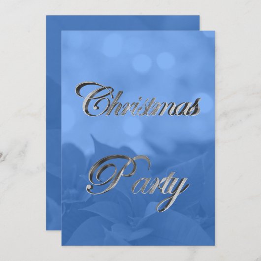 Silver Blue Poinsettia - Uitnodiging voor kerstfee (Voorkant / Achterkant)