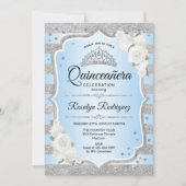 Silver Blue Quinceanera-uitnodiging Kaart (Voorkant)
