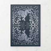 Silver Blue Royal Médieval Lion Mariage Tri-Fold (Page de couverture)