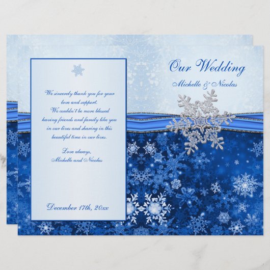 Silver Blue sneeuwvlok op het blauwe weddenschap-p (Voorkant / Achterkant)