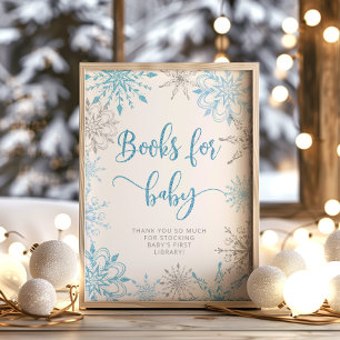 Silver blue sneeuwvlokken Boeken voor baby Poster