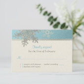 Silver Blue Snowflake Hiver Mariage Carte de répon (Debout devant)