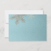 Silver Blue Snowflake Hiver Mariage Carte de répon (Dos)