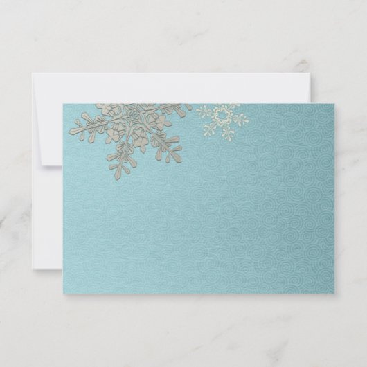 Silver Blue Snowflake Hiver Mariage Carte de répon (Dos)
