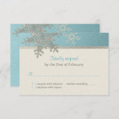 Silver Blue Snowflake Hiver Mariage Carte de répon (Devant / Derrière)
