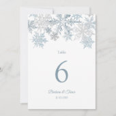 Silver Blue Snowflake Hiver Noces Numéros de table (Devant)