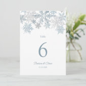 Silver Blue Snowflake Hiver Noces Numéros de table (Debout devant)