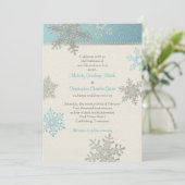 Silver Blue Snowflake Invitation de mariage hivern (Debout devant)