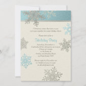 Silver Blue Snowflake Winter Kerstfeestdag Kaart (Voorkant)