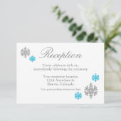 Silver Blue Snowflake Winter Reception Kaart (Staand voorkant)