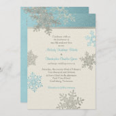 Silver Blue Snowflake Winter Weddenschap Kaart (Voorkant / Achterkant)