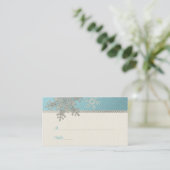 Silver Blue Snowflake Winter Wedding Place Cartes (Debout devant)