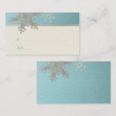 Silver Blue Snowflake Winter Wedding Place Cartes (Devant / Derrière)
