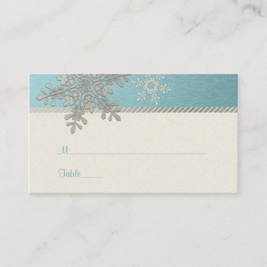 Silver Blue Snowflake Winter Wedding Place Cartes (Devant)