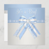 Silver Blue Snowflakes Baby Boy Shower Invitations (Devant / Derrière)