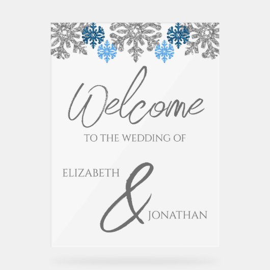Silver Blue Snowflakes Mariage d'hiver (Recto)