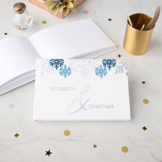 Silver Blue Snowflakes Mariage d'hiver (Recto ouvert)