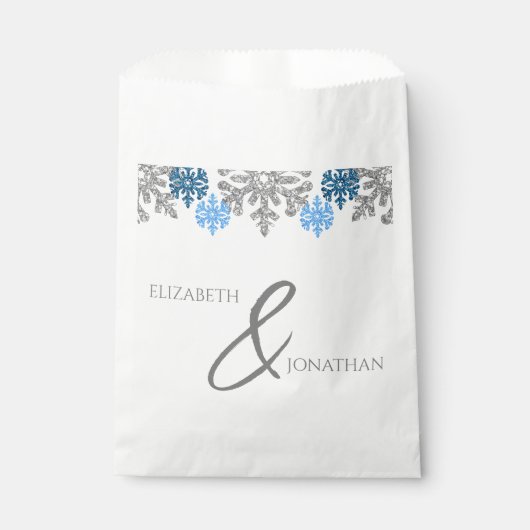 Silver Blue Snowflakes Winter Wedding Bedankzakje (Voorkant)