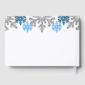 Silver Blue Snowflakes Winter Wedding Gastenboek (Achterkant)
