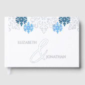 Silver Blue Snowflakes Winter Wedding Gastenboek (Voorkant)