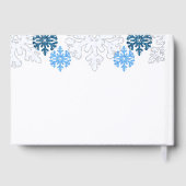 Silver Blue Snowflakes Winter Wedding Gastenboek (Achterkant)