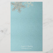 Silver Blue Snowflakes Winter Wedding Menu Kaart (Achterkant)