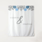 Silver Blue Snowflakes Winter Wedding Wandkleed (Voorkant)
