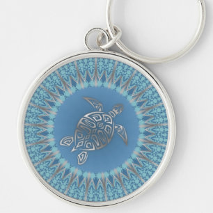 Silver Blue Turtle Animal Sleutelhanger