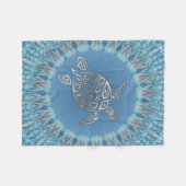 Silver Blue Turtle Mandala Animal Fleece Deken (Voorkant (Horizontaal))
