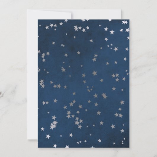 Silver & Blue Twinkle Stars Celestial Baby shower Kaart (Achterkant)
