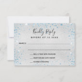 Silver Blue-verjaardagsfeest RSVP Kaartje (Voorkant)
