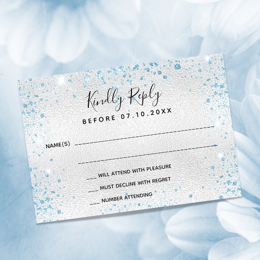 Silver Blue-verjaardagsfeest RSVP Kaartje