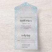 Silver Blue verjaardagsvp All In One Uitnodiging (Binnen)