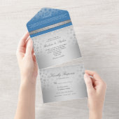 Silver Blue Weddenschap in één uitnodiging (Afscheurbaar)