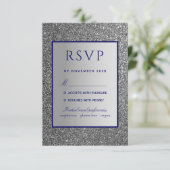 Silver Blue Wedding RSVP-kaart RSVP Kaartje (Staand voorkant)