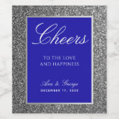 Silver Blue Wine Label Wijn Etiket (Enkel label)