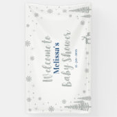 Silver & Blue Winter Boy Baby shower Welkom Spandoek (Verticaal)