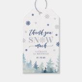 Silver & Blue Winter Wonderland Bedankt Favor Gi Cadeaulabel (Voorkant)